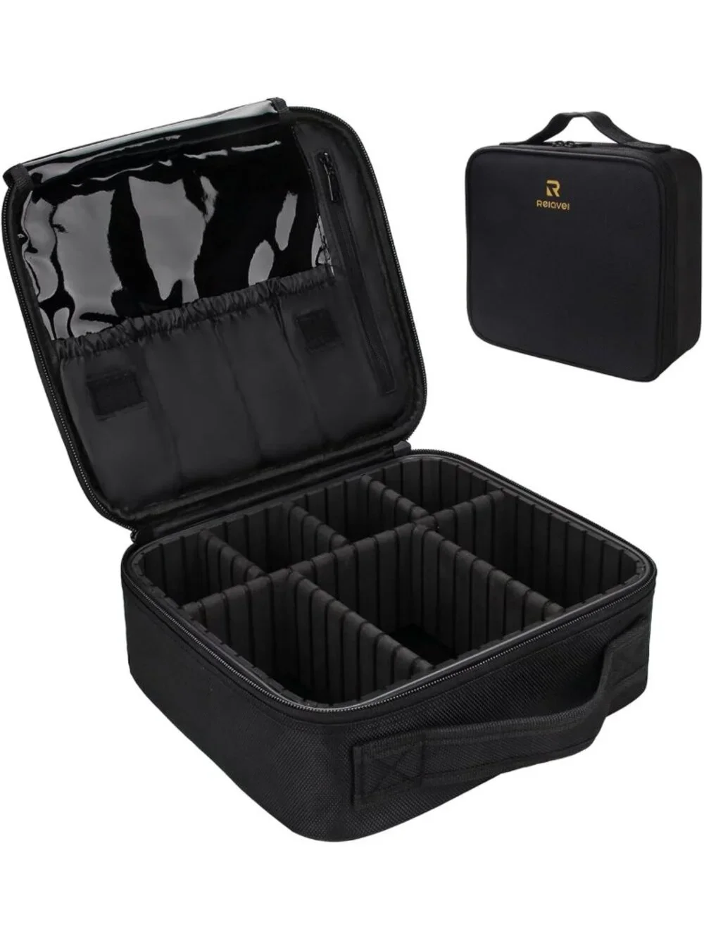 Portable Travel Makeup Organizer Case with Adjustable Dividers for Cosmetics